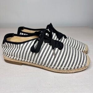 Joie Corston Espadrille Black & Ivory Striped Sneaker